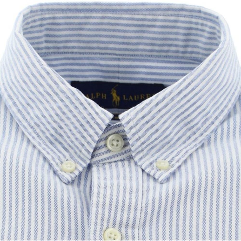 Polo Ralph Lauren Cotton Polo Collar Single-Breasted Long Sleeve Shirt Men Shirts Light-Blue 549084-009