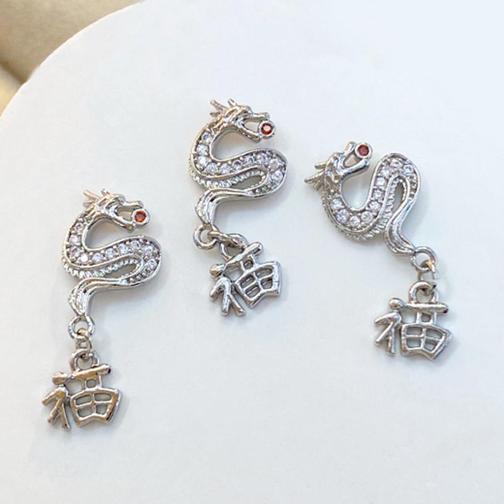 2024 Chinese Inspired Metal Nail Drill Pendant for New Year's Nail Art Add Festive Decoration