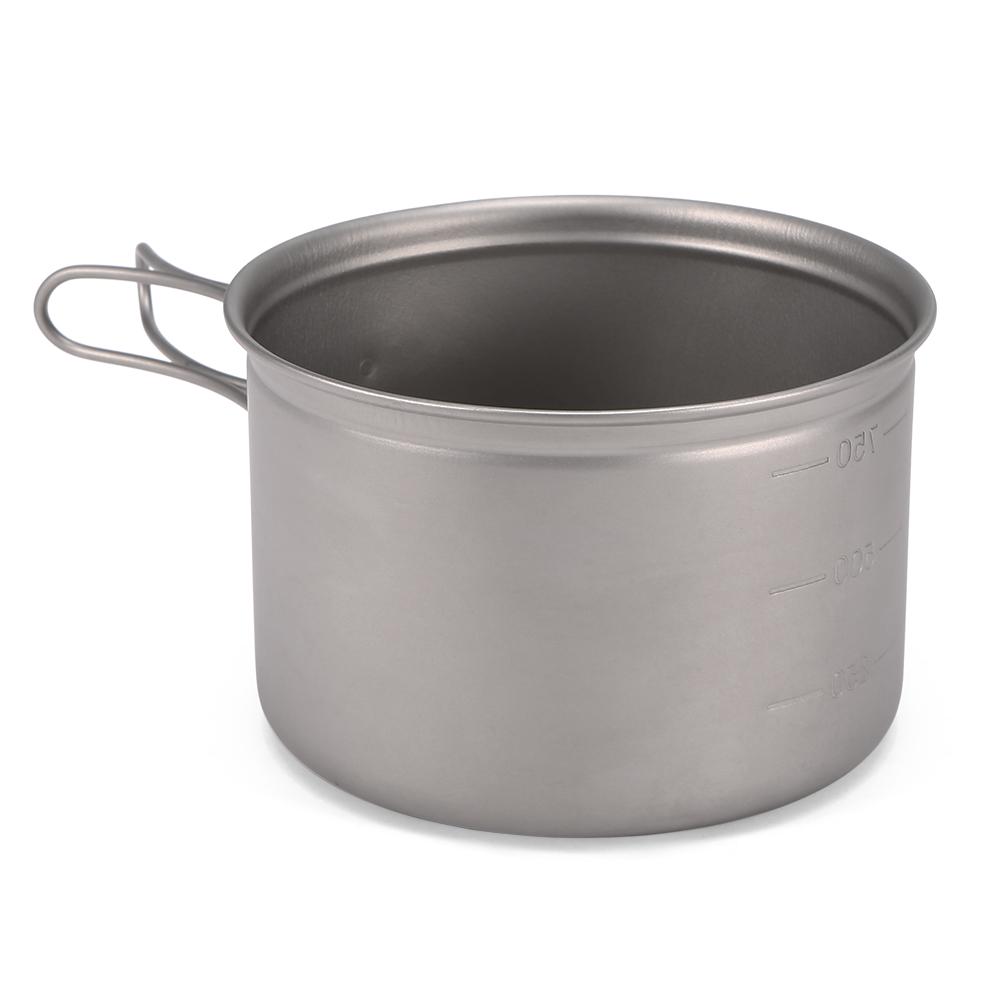 Camping Titanium Cookware Set 1000ml 750ml Pot Pan Spoon Set for Outdoor Camping Hiking Backpacking Picnic Cooking