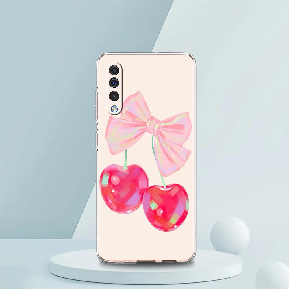 Милый чехол для телефона с вишневым бантом для Samsung A16 A14 A12 A22 A32 5G A34 A42 A52 A54 A50 A70 A30 A40 A20E A10S A20S A02S A04S A06