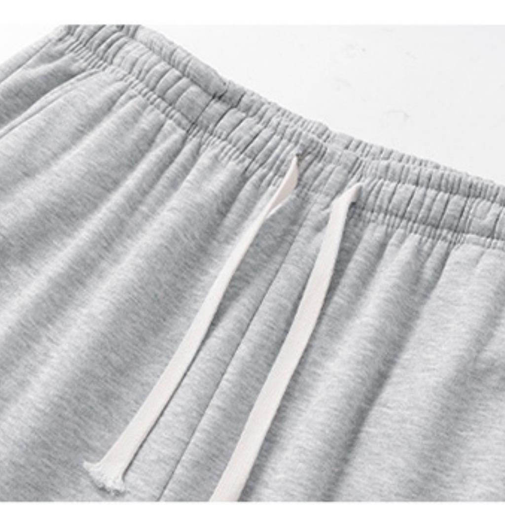 Men's Solid-color Casual Sportswear Pants, Men's Thin Fleece Drawstring Straight-leg Loose Flat-mouth Sweatpants