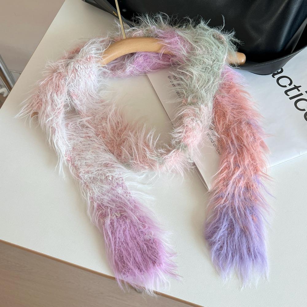 Субкультура Y2K искусственный мех шарф Harajuku чокер стример модный узкий длинный шарф для женщин