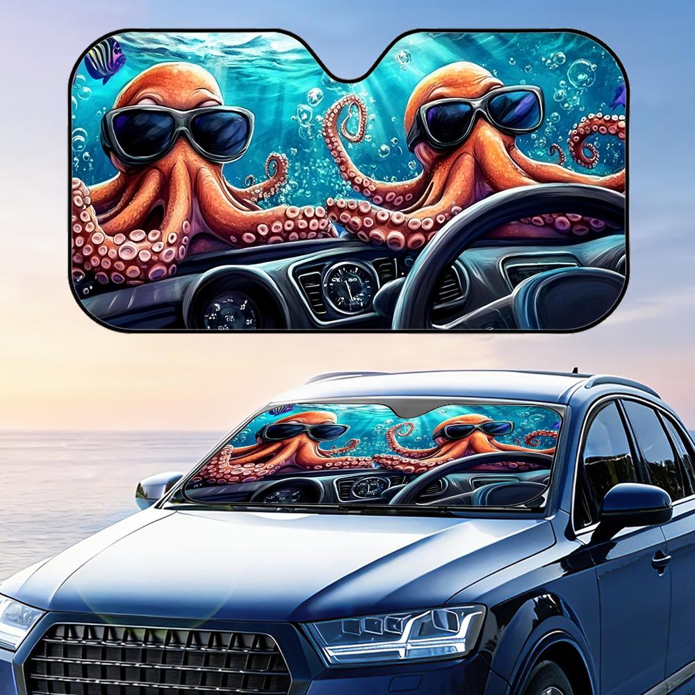 Octopus Underwater Driving Sun Visor Foldable Universal Car Windshield Sun Shade UV Protection Heat Insulation Foldable Cover