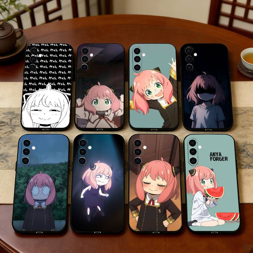 Cute Anya Forger Spy-Family Phone Case For Samsung Galaxy A73,A72,A71,A70,A53,A52,A51,Soft Silicone Black Cover