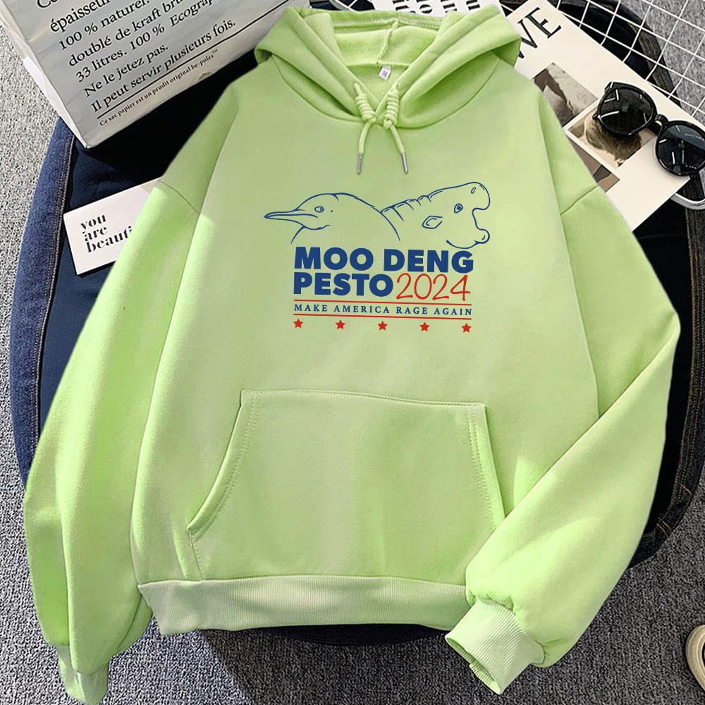 Moo Deng and Pesto Penguin 2024 Hoodies Long Sleeve Women Men Sweatshirts Funny Cartoon Graphic Printing Sudaderas Female Hoodie