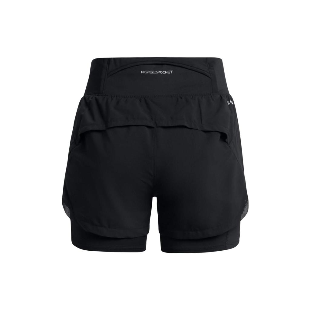 Under Armour Однотонные шорты для бега 2 в 1 с эластичной талией, женские, черные 1376759-001
