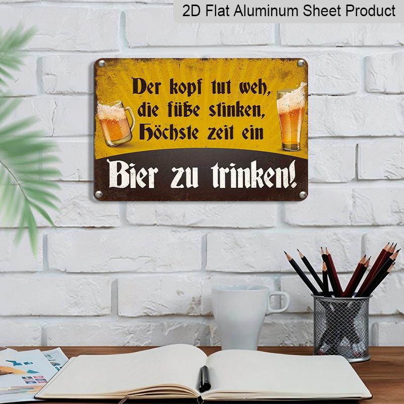 2D Flat, 1pc Vintage Aluminum Metal Sign "It's High Time To Drink A Beer" - Retro Wall Art for Bar, Kitchen, Pub Decor - 8x12 Inch Rustic Gift for