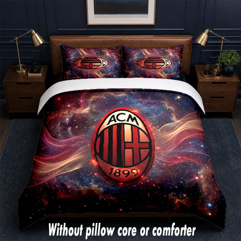AC Milan Design Bed Bedding Set 1 Duvet Cover + 2 Pillowcases Soft Breathable Household Bed Linens
