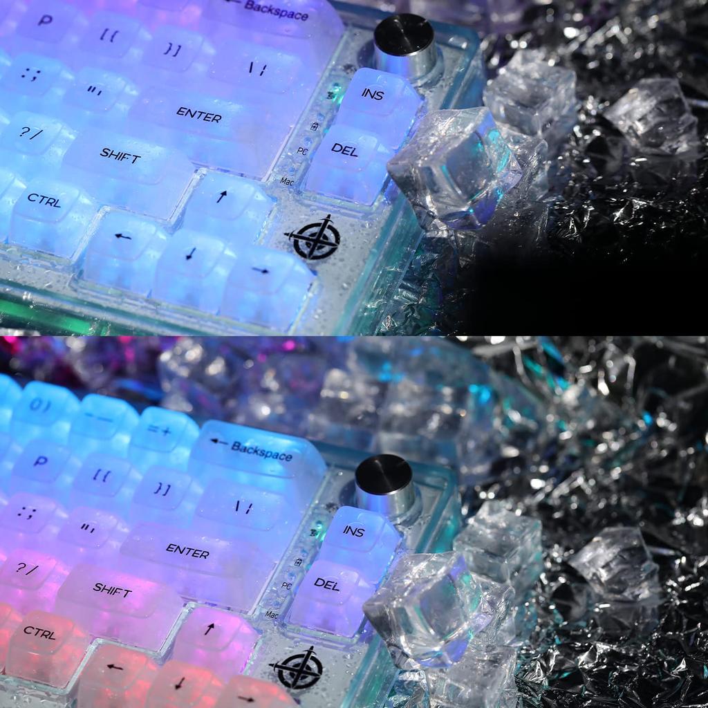 Игровая клавиатура MK31, механическая, полностью прозрачная, 18RGB, 66 клавиш, маленькая, без цифрового блока, проводная, водонепроницаемая, совместимая с IOS для работы