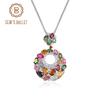 Gb Fan Style ожерелье многоцветный натуральный турмалин кулон с драгоценным камнем ожерелье из стерлингового серебра 925 пробы подарок для нее