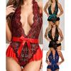 Sexy Plus Size Bodysuits Women Lace Lingerie Backless Floral Printed One-Piece Bodysuit Halter Erotic Lingerie