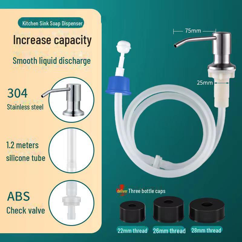 Диспенсер для мыла из нержавеющей стали 304 для кухонной мойки с удлинительной трубкой