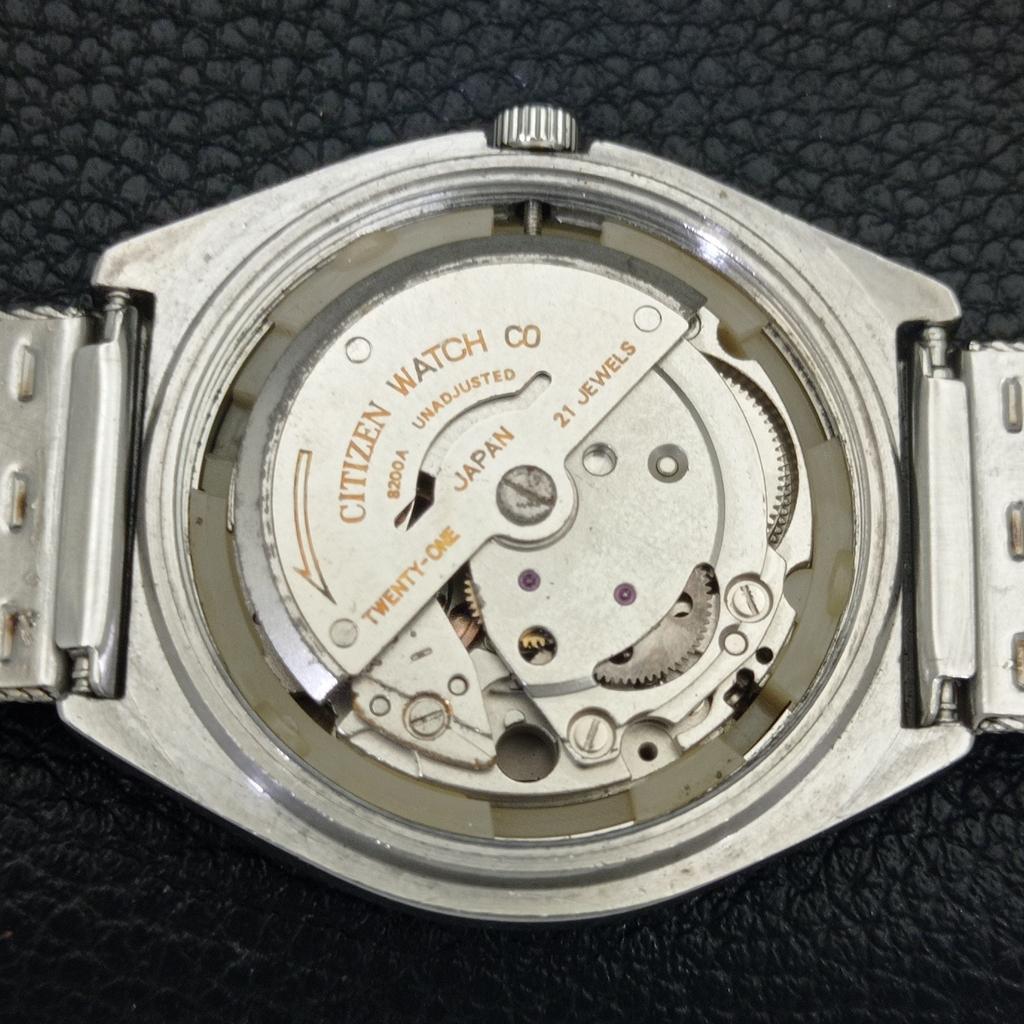 ЯПОНИЯ ВИНТАЖНЫЕ ЧАСЫ CITIZEN АВТОМАТИЧЕСКИЕ 8200 МУЖСКИЕ ЧАСЫ С ЧЕРНЫМ ЦИФЕРБЛАТОМ a702758-1 R210-a702758