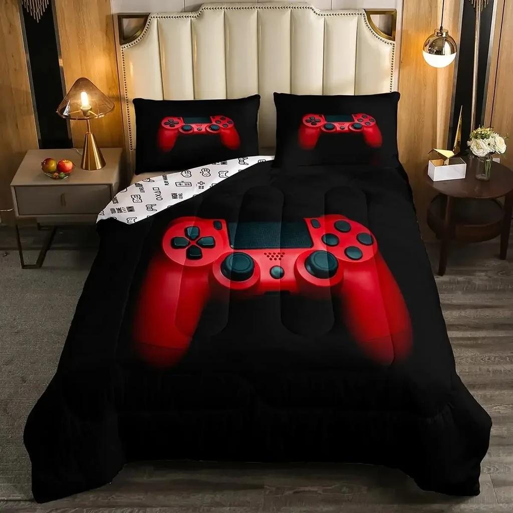 Игровой Комплект Постельного Белья Игровое Покрытие для Кровати 135 Для Взрослых Детей Малышей Мягкая Микрофибра Современный Геймпад Мягкое Пододеяльник Декоративное С Наволочкой