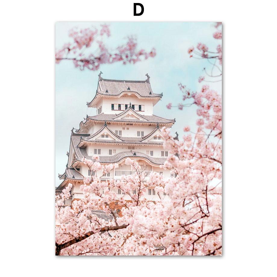 Сакура трамвай пагода гора Фудзи настенная живопись на холсте плакаты на скандинавскую тему и принты настенные панно для гостиной японский декор