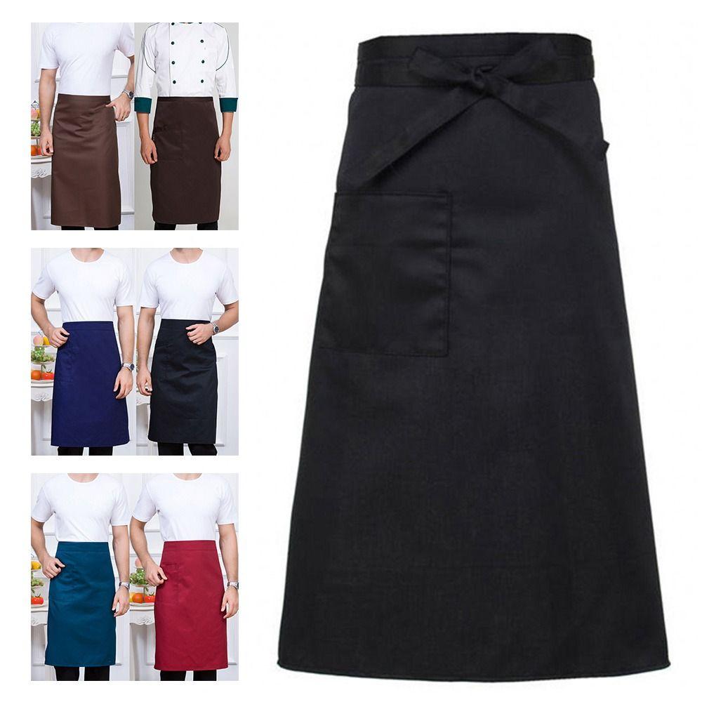 Unisex Waist Apron 3 Pockets Waiter Half Waist Apron New Short Half Waist Apron  Cafe Shop