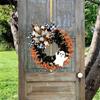 New Christmas Decorations Front Door Ghost Wreath Pendant Ghost Festival Linen Bow Wreath