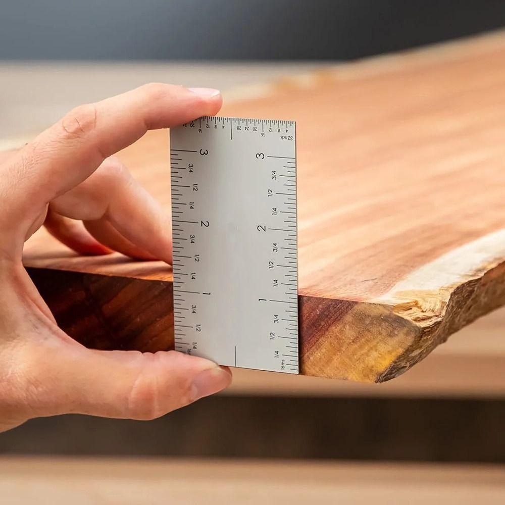 Finish Square Edge Ruler Precision Woodworking Ruler Versatile 3inch Pocket Ruler Tool
