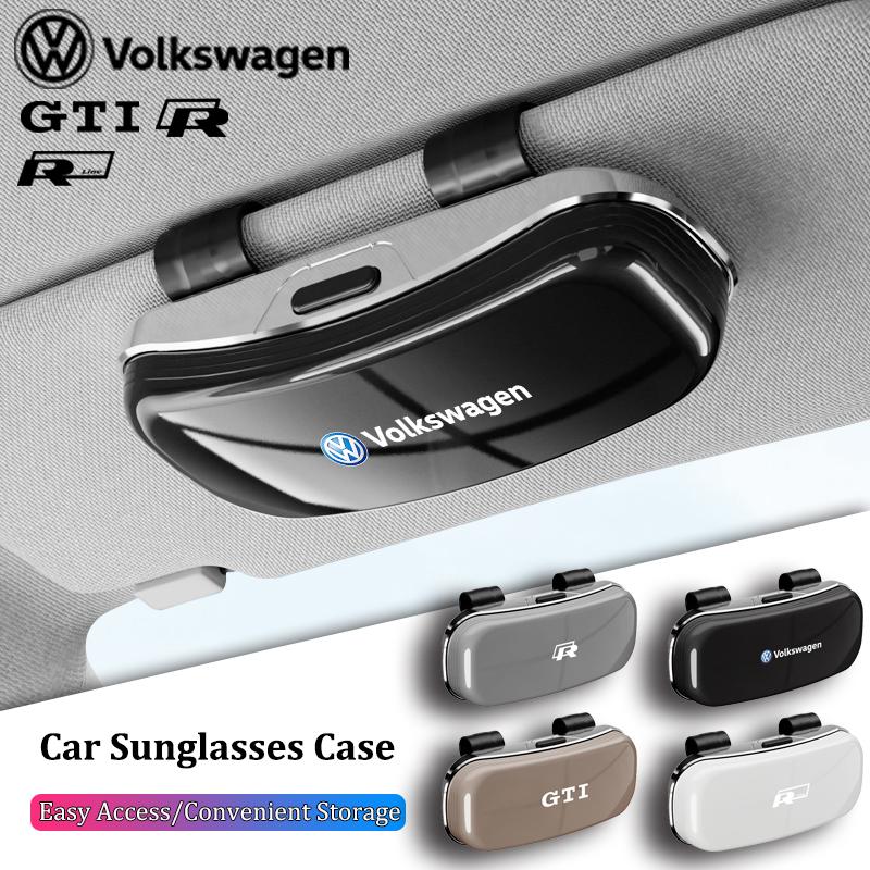 OBTLU1 VW Car Sun Visor Glasses Case Sunglasses Storage Clip Card Ticket Holder For Volkswagen Teramont Magotan GTI RLine R Tiguan Golf