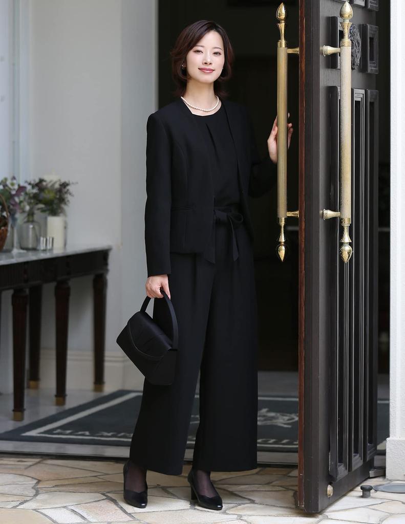 Траурные черные формальные брюки Большие длинные черные брюки [Niners] Одежда, Женская одежда, Костюм, Размер, Длина, Стираемый, Костюм, Блузка, Комплект, NGR-2139 (Нет.