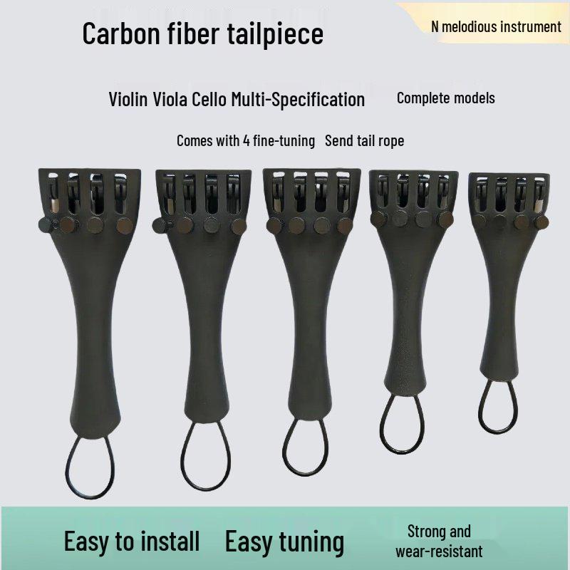 Карбоновый струнодержатель для скрипки/альта/виолончели с хвостовиком - Полный набор аксессуаров