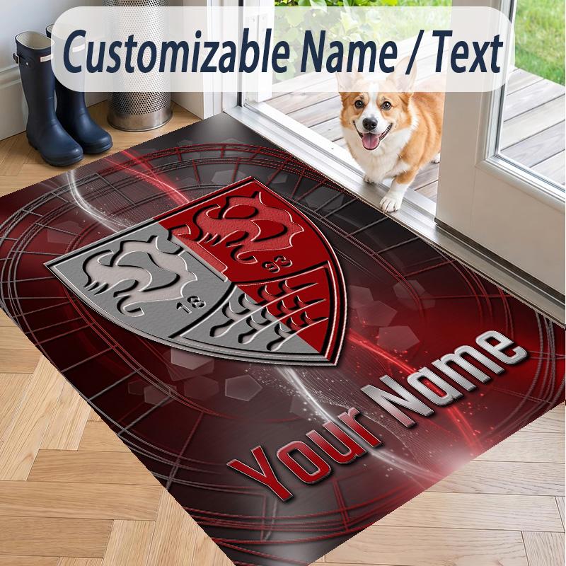 Custom Text Printed Rug VfB Stuttgart FC Non Slip Floor Carpet For Home Room Decor