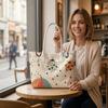 Cute Ladybug Print Tote Bag Daily Use Casual Portable Trendy Shoulder Handbag for Outdoor Shopping