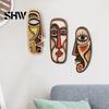 Creative Wooden Face Art 3Pcs Abstract Wood Wall Decor, Geometric Sculptures, Plaque Artistic Home Decor for Living Room Bedroom Bathroom