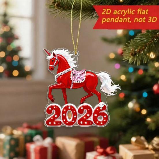 2026 Акриловая подвеска-лошадь, украшение для зеркала заднего вида автомобиля, 2D подвесной шарм для праздничного украшения, милый подарок для автолюбителей
