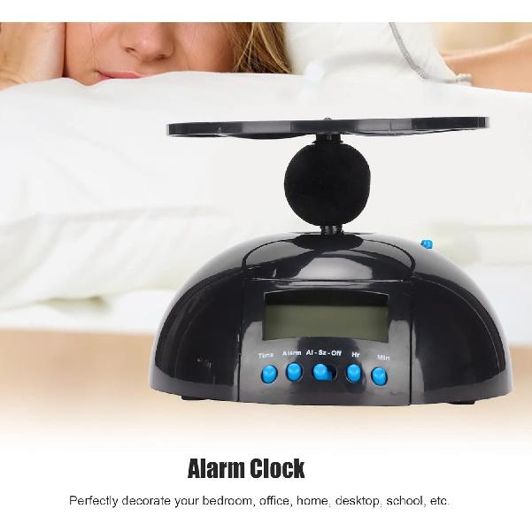 Novelty Digital LED Alarm Clock,Gadget Run Away Flying Alarm Clock for Bedroom/Office/Home/School,Rolling Helicopter Chopper Propeller Clock Creative