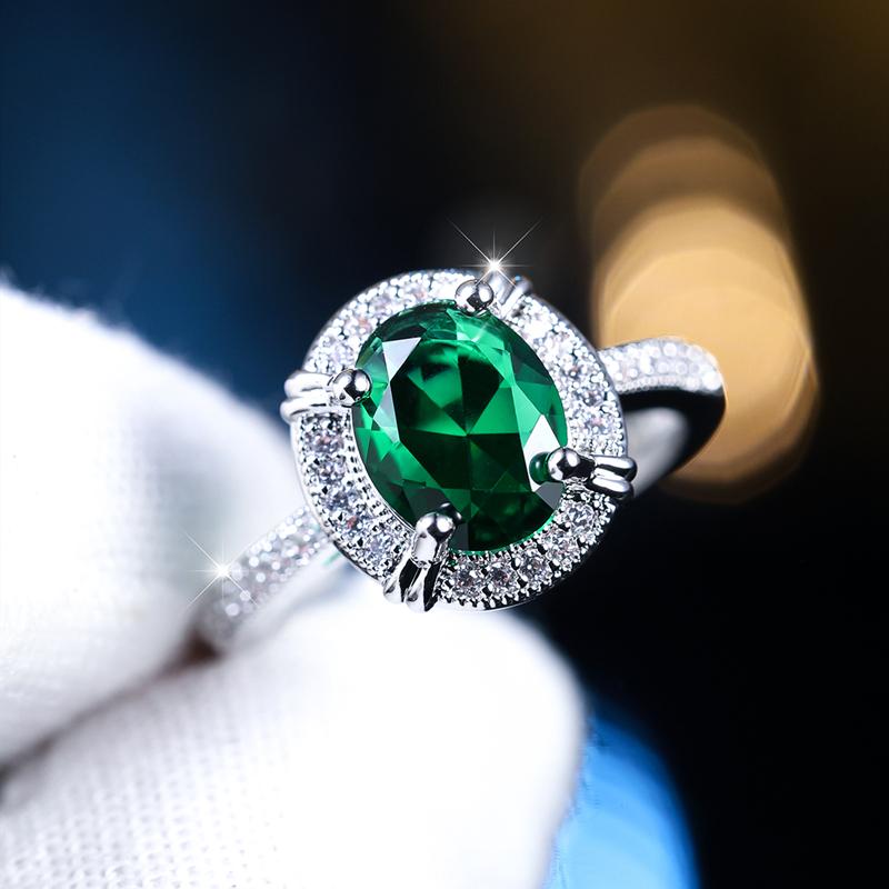 Зеленые овальные кольца с фианитом для женщин, модное серебряное обручальное кольцо, женские свадебные украшения, подарок