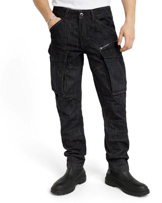 Мужские джинсы-карго RAW Джинсы черные зауженные с молнией Rovic 3D regular tapered denim D23077-D762-G796-W28/L30
