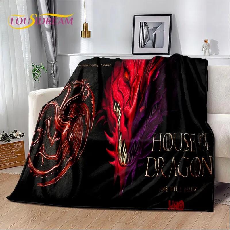 Мягкое плюшевое одеяло House of The Dragon, Фланелевое одеяло-плед для гостиной, спальни, кровати, дивана, пикника, Покрытие для детей