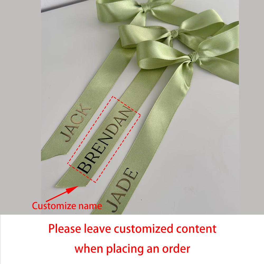 Custom 5Pcs Ribbon Ties Cocktail Menu Name Tags Place Cards Wedding Favour Tag Birthday Bachelorette Table Setting Bridal Shower