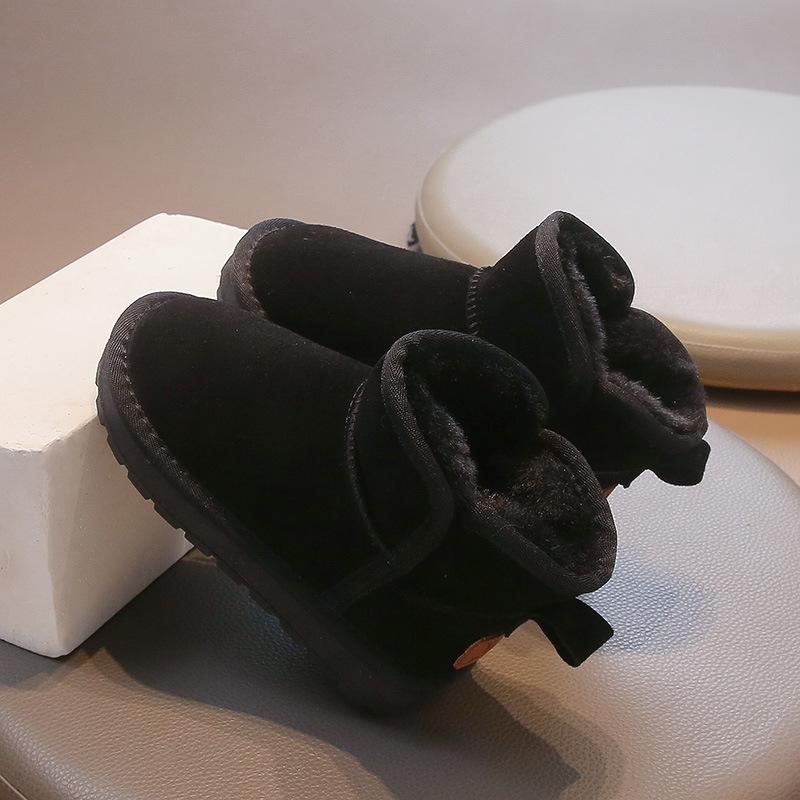 Новые детские зимние ботинки, зимняя детская обувь, ботинки для девочек, однотонные, универсальные, для мальчиков, повседневные, модные, хлопковые ботинки, утолщенный плюш