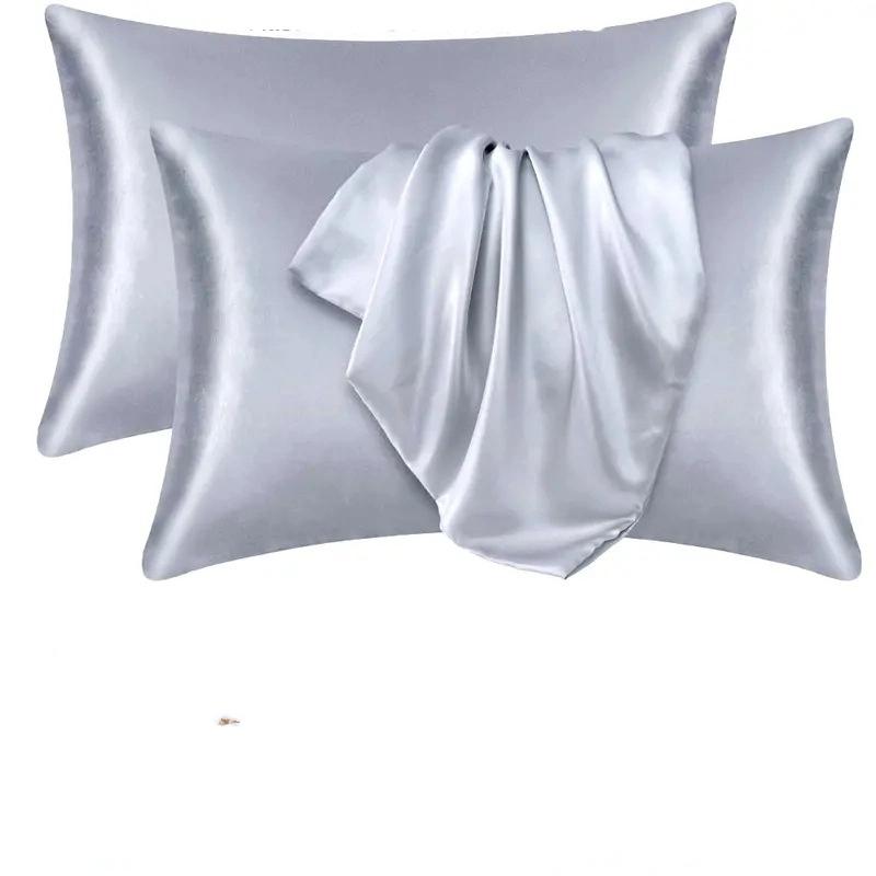 1 пара шелковисто-мягких декоративных наволочек для сна для спальни, однотонный комплект наволочек из искусственного шелка
