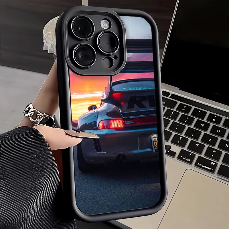 Чехол для телефона iPhone 17 Air 16E 15 16 Pro Max Спортивный автомобиль RWB Крутой чехол 14 Plus 13 12 Mini Мягкий силиконовый Fundas