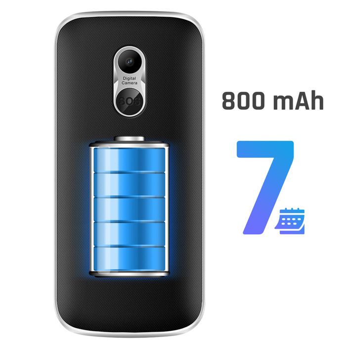 Téléphone Portable À Touches 4G Double SIM Bouton SOS Batterie 800 mAh myPhone Noir