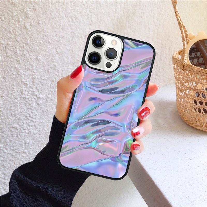 Голографический Доппивый Триповый Принт Чехол для Телефона для iPhone 17 Air 16 Coque 15 14 12 13 PLUS 11 PRO MAX Задняя Крышка Fundas