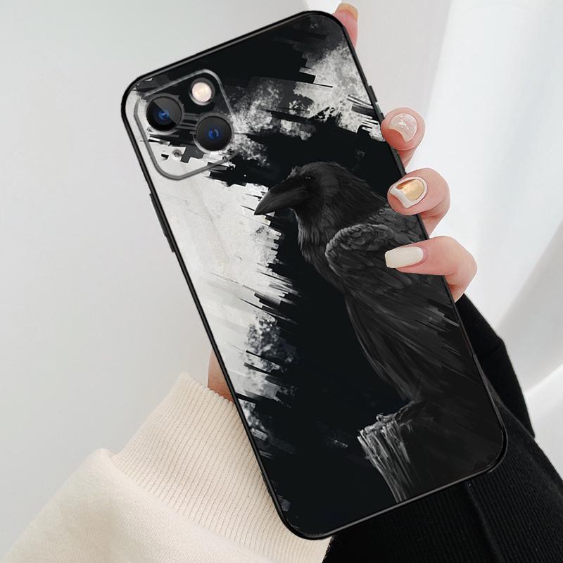 Чехол для телефона с изображением ворона, вороны, темного черепа для iPhone 17 Pro Max 16 15 14 11 12 13 Pro Max mini 15 16 Plus 16e 17 Air Cover