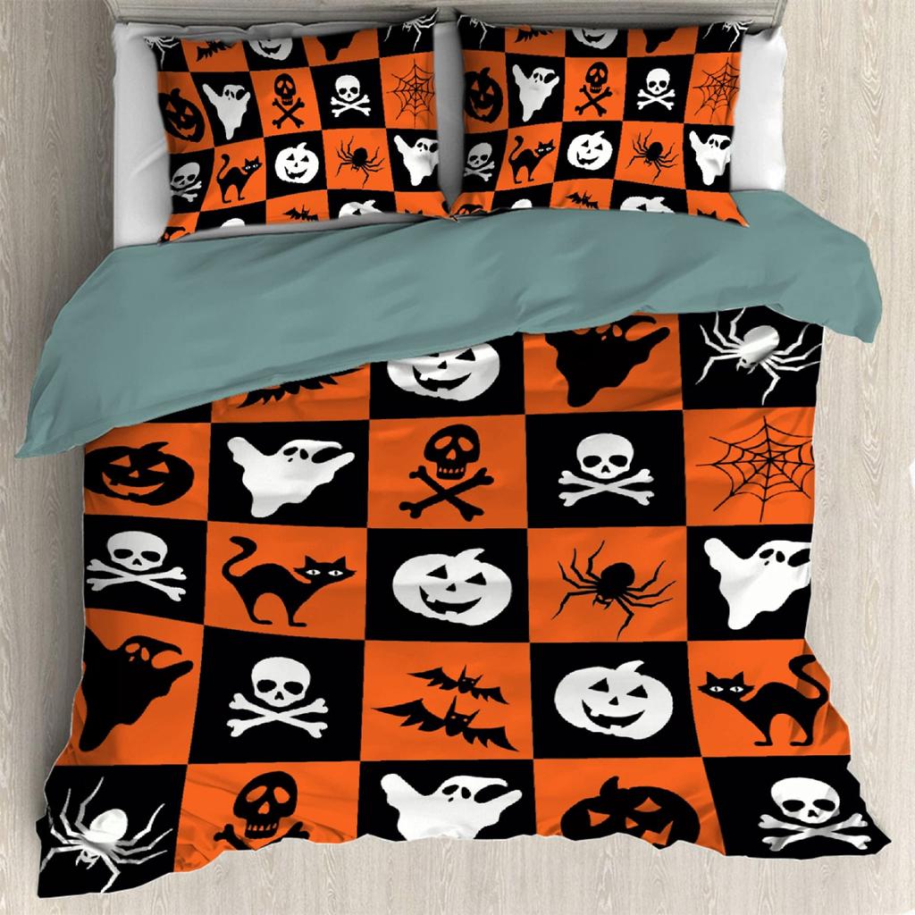 Пододеяльник на День благодарения с осенними тыквами и кленовыми листьями, с 2 наволочками, 3 предмета, чехол для одеяла, постельный комплект, всесезонный декор для комнаты