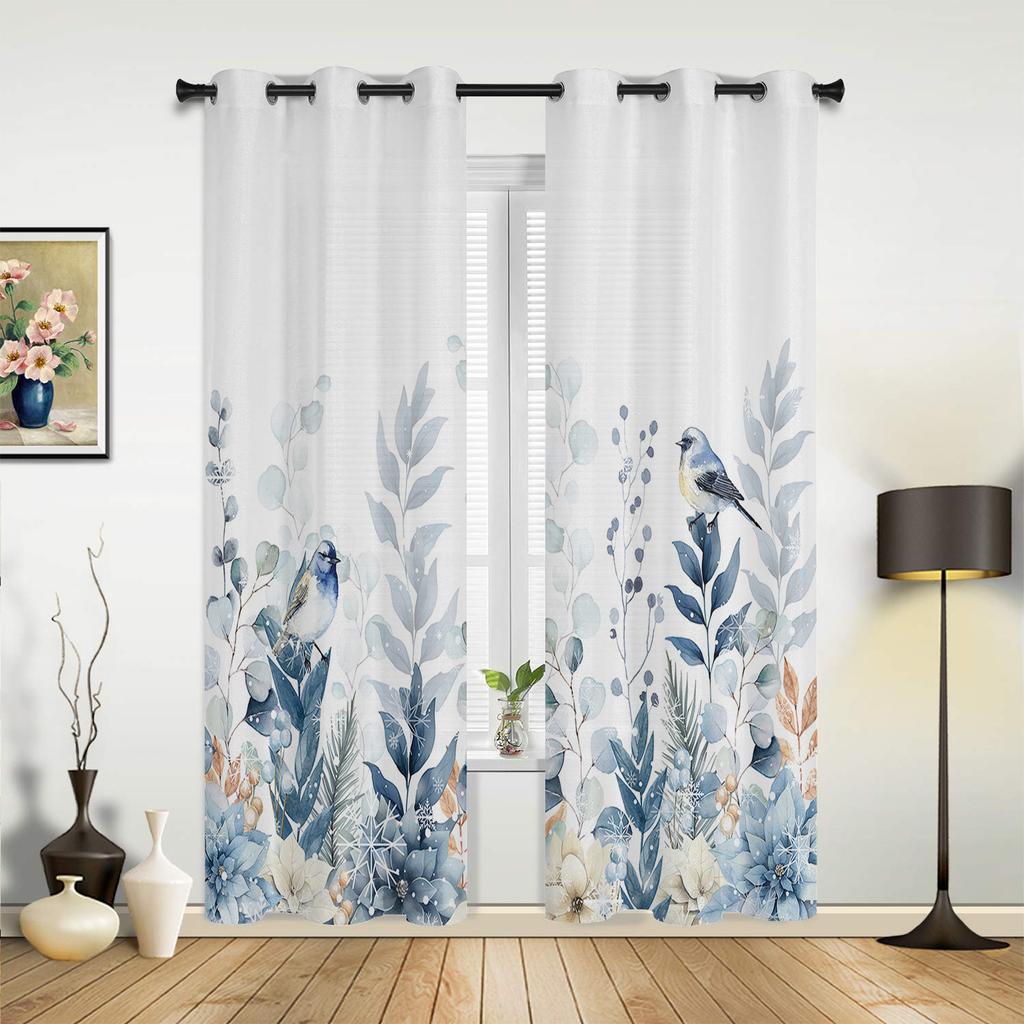 Листья Растение Сине-зеленые Шторы для Спальни Гостиной Шторы Кухни Детской Комнаты Оконные Шторы Современный Домашний Декор