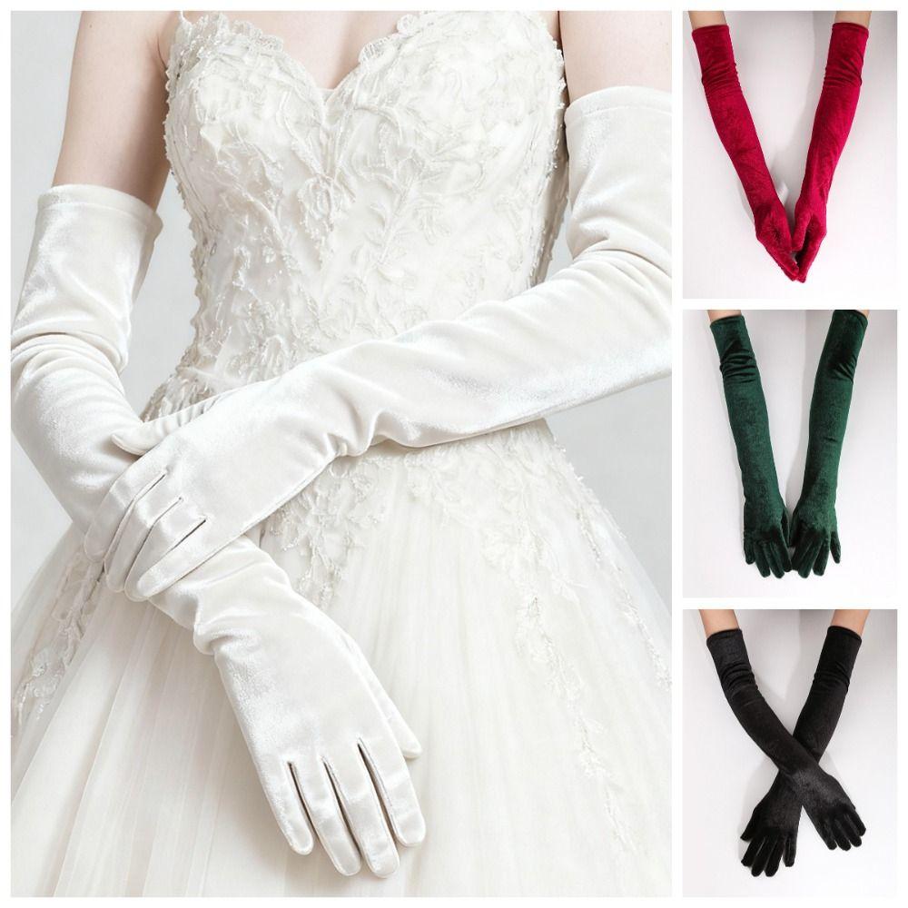 Элегантные длинные бархатные перчатки 53 см Вечерние перчатки Ретро Женские пушистые перчатки Товары для вечеринок