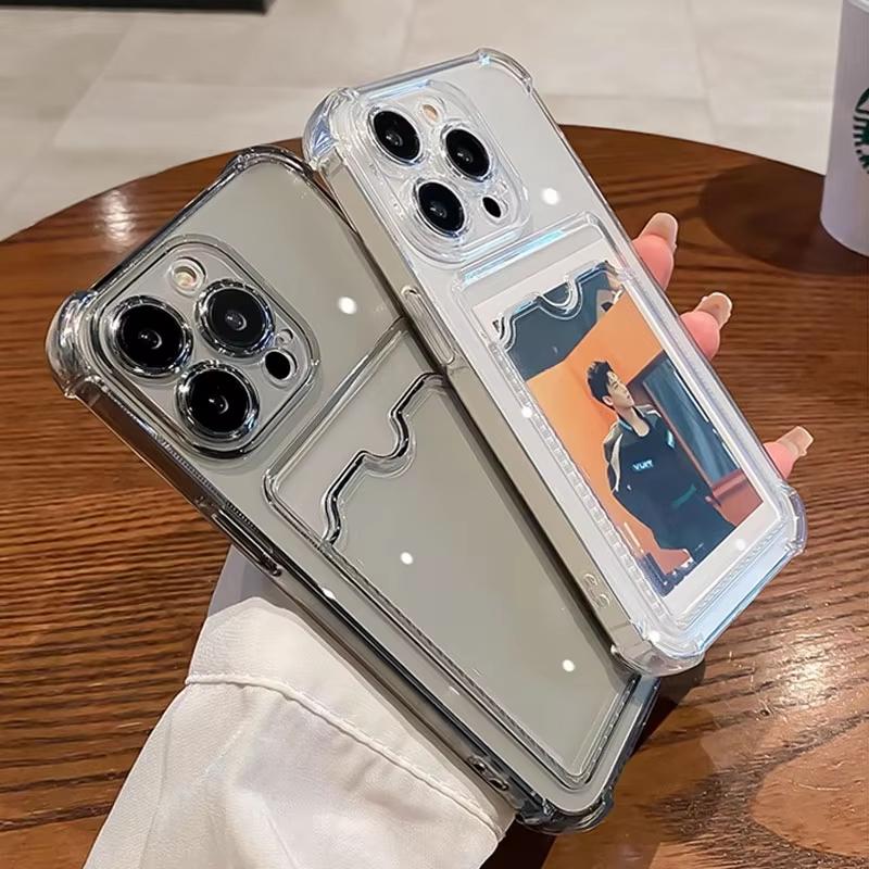Transparent Soft Silicone Card Bag Phone Case For Samsung Galaxy S25 Ultra S24 FE A56 A54 A52S A36 Case A55 5g A35 A16 A06 Cover