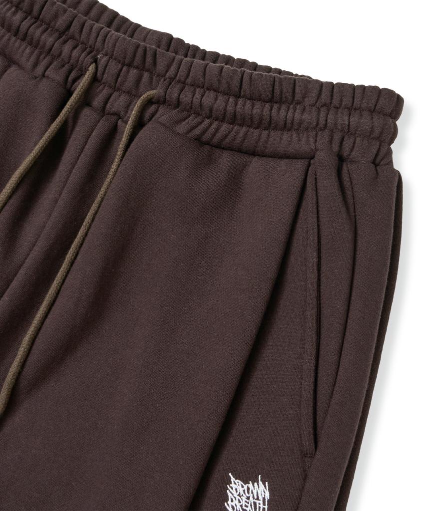 BROWNBREATH Tag Two Tuck Wide Sweat Pants - Dark Brown