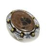 Mud Crack Fossil Two Tone 925 Sterling Silver Jewelry Ring Size 8 D5U19