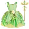 Axaxa Princess Dress for Girls, 3-Piece Set (Butterfly Fairy Costume, Tiara, and Stick), Cosplay, Flower Fairy, Spirit Costume, Size 100cm-120cm,
