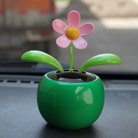Solar Powered Dancing Swinging Animated Flower Toy Car Styling Home Decoration
