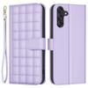 BINFEN COLOR for Samsung Galaxy S23 FE Wallet Case PU Leather Square Grid Cover