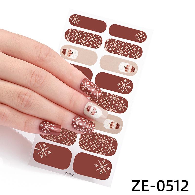 ZE Glow In Dark No-Cure Gel Nail Wraps, Full Cover Halloween Style Autumn Winter Nail Stickers, Nail Patch Films